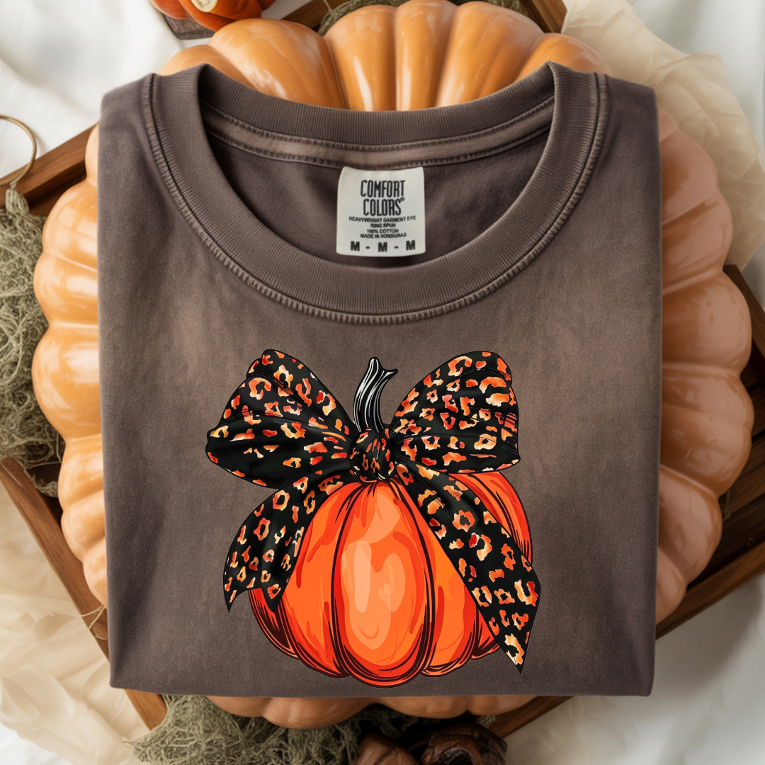 Leopard Bow Pumpkin Tee