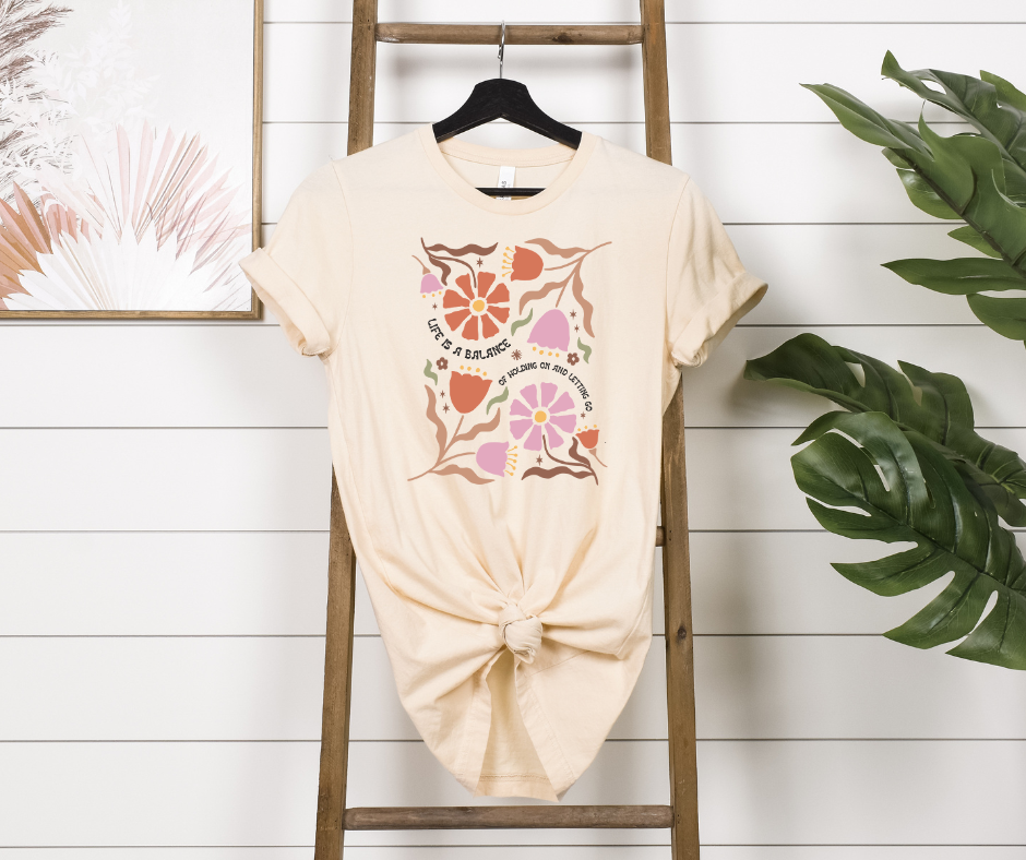 Life Is A Balance Boho Floral Tee